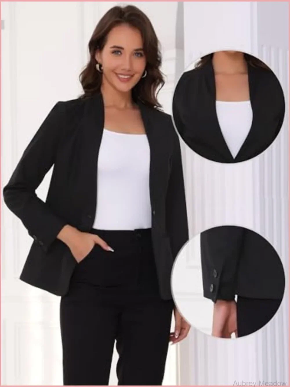 Women's Linen Blazer Casual Spring Lightweight Long Sleeve Single Breasted Work